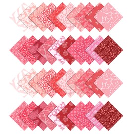 Soimoi 40Pcs Asian Block Print Cotton Precut Fabrics for Quilting Craft Strips 2.5x42inches Jelly Roll - Pink