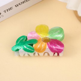 Flower Shape Hair Claw Clip Colorful Floral Non-Slip Hair Accessories 3.2" X 2" for Thin Hair Women Girls, Mixed Color