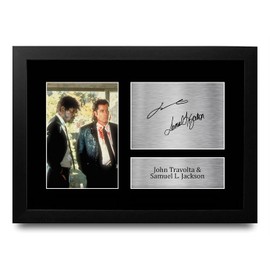 HWC Trading FR A4 John Travolta & Samuel L Jackson Pulp Fiction Gifts Printed Autograph Picture For Movie Memorabilia Fans - A4 Framed