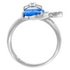 Sterling Silver Created Opal Cat Ring for Women with Bow