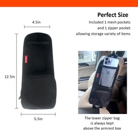 Luckybay Car Seat Side Organizer, Auto Seat Storage Hanging Bag, Phones, Drink, Stuff Holder with Mesh Pocket for Cars, SUV & Truck (Black)