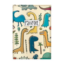 Quttie Passport Cover for Kids, Women and Men, Cute Travel Passport Holder (Little Cool Dino)