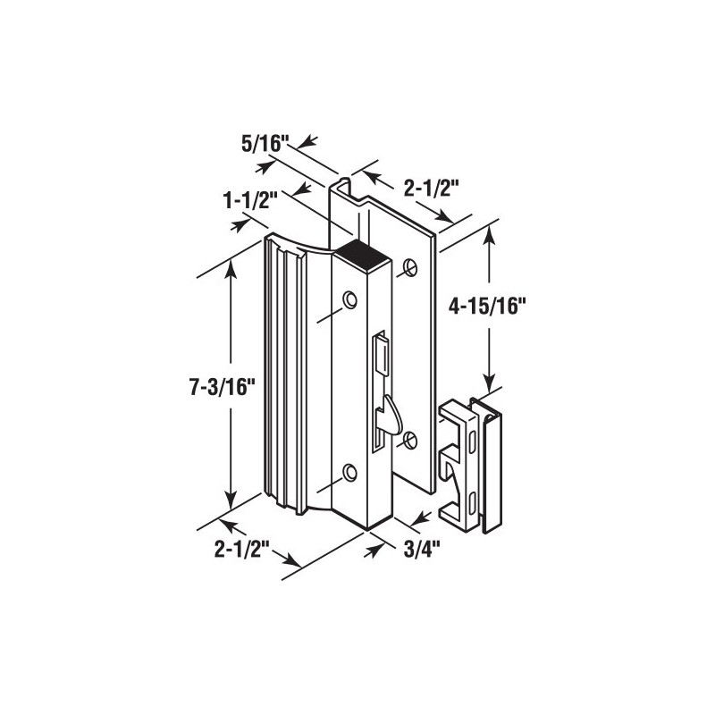 Prime-Line C 1001 Sliding Glass Door Handle Set, 4-15/16 In.,