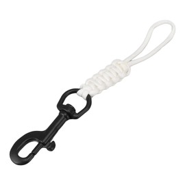Hand Woven Diving Lanyard Anti Lost Strap Underwater Safety Rope with Stainless Steel Clip White