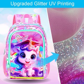 Toddler Unicorn Backpack forr Girls - 13" Water Resistant Kindergarten Bookbag, Cute Preschool Bag for Little Kids
