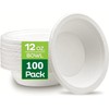 LATERN 100Pcs Disposable Paper Bowls, 360ml White Rigid Bagasse Bowls