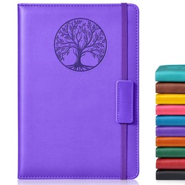 Biuwory Lined Journal Notebook for Women Men,256 Pages A5 Hardcover Leather Journals for Writing,Travel,Business,Work & School,College Ruled Notebooks for Note Taking,Diary Notepad 5.7"×8.3" purple