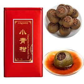 Lingyunxi Tangerine Peel Pu-erh Tea Loose Leaf Xiao Qing Gan Green Orange Puer Tea Aged Ripe Pu Erh Tea| Citrus Peel Floral Sweet and Smooth Taste | Fully Fermented Tea | Five Years of Chenpi, Ten Years of Puerh 5.3oz/150g 小青柑 陈皮 普洱茶 普洱熟茶