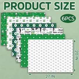 6 Sheets Wrapping Paper, Large Quality Wrapping Paper Sheets with Golf Themed Graphics, Gift Wrap Sheet for Kids Adults 27.5 x 19.6 IN