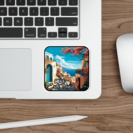 Crete Island Greece Sticker Travel Outdoors Decal Vinyl Small Waterproof for Water Bottle Mug Passport Book Scrapbook Notebook Laptop Tumbler Skateboard Computer Phone Size 4" Funny Gift ID44990