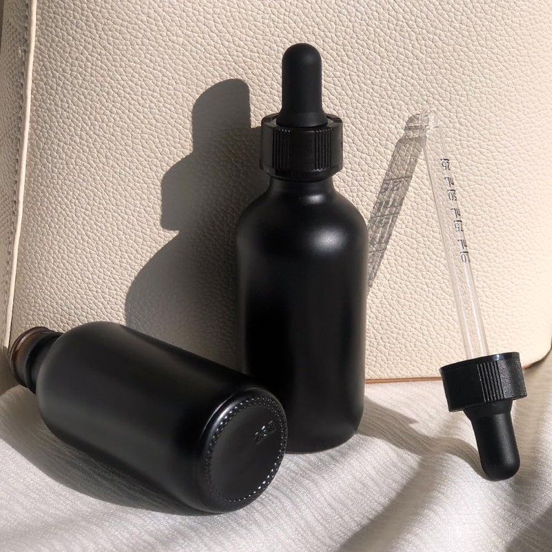 seafulee 60ml Black Coated Glass Bottle with Glass Eye Dropper,