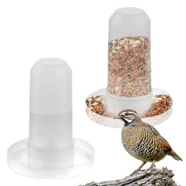 2 Pack Quail Plastic Food Feeder and Bird Water Dispenser Plastic for Quail Chick Parakeet Budgies Cockatiel Lovebird Small Birds (Transparent)