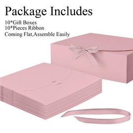 PartyGifts&beyond Gift Boxes with Lids for Presents 10 Pack Bridesmaid Proposal Boxes for Wedding,Engagements,Bridal Shower,Party Gift(Pink)