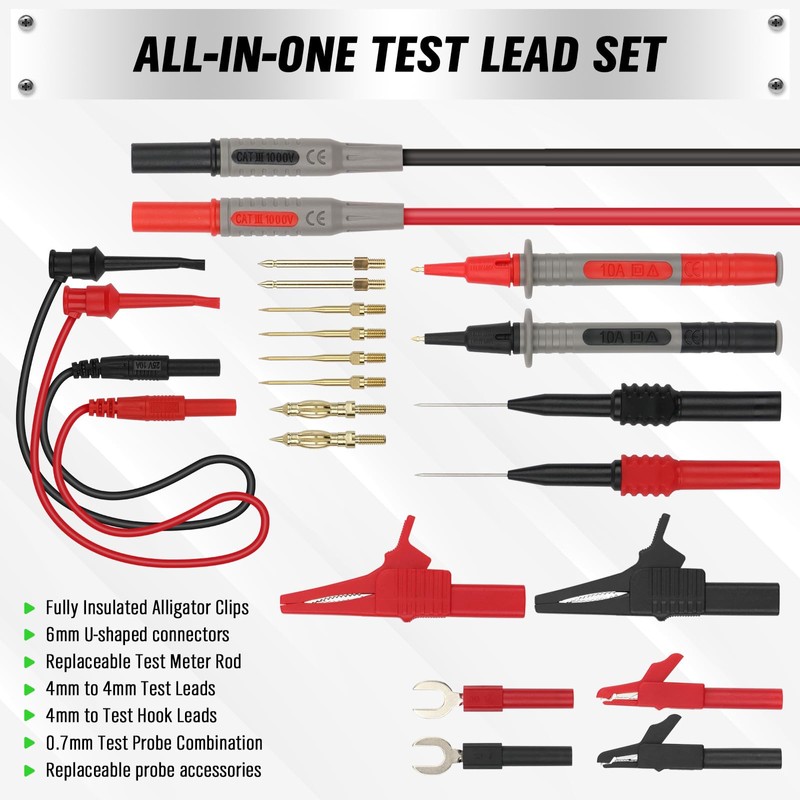 SWANLAKE 27-Piece Multimeter Test Leads Set, CAT.III 1000V / CAT.IV