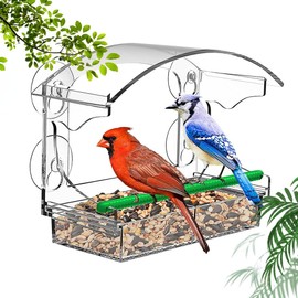 Casenly Window Feeder for Birds, Bird House Window Feeder with Suction Cups, Transparent Acrylic Bird Feeder, Window Bird Feeder, Feeder for Wild Birds