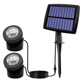 AVEKI Solar Pond Spotlights, 2 in 1 12 LED Solar Underwater Lights with Dual Head Waterproof Submarine Landscape Spotlight Security Lighting for Outdoor Patio Garden Fountain Pond