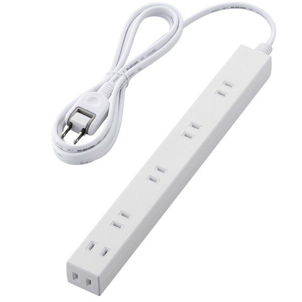 Elecom T-NSLK-2620WH Power Strip with 5 AC Adapters, Wide Outlet
