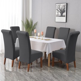 Kozuoan XL Size Chair Covers for Dining Chairs, soft and elastic spandex dining chair covers, detachable and washable, Dark gray, Pack of 4