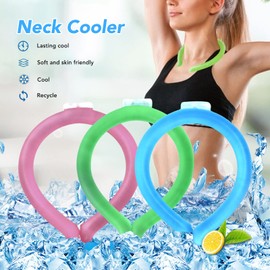 Neck Cooling Tube, Reusable Ice Collar Lasting Neck Cold Ring, Wearable Body Cooling for Outdoor Indoor, Relief for Hot Flashes and Summer (Blue)