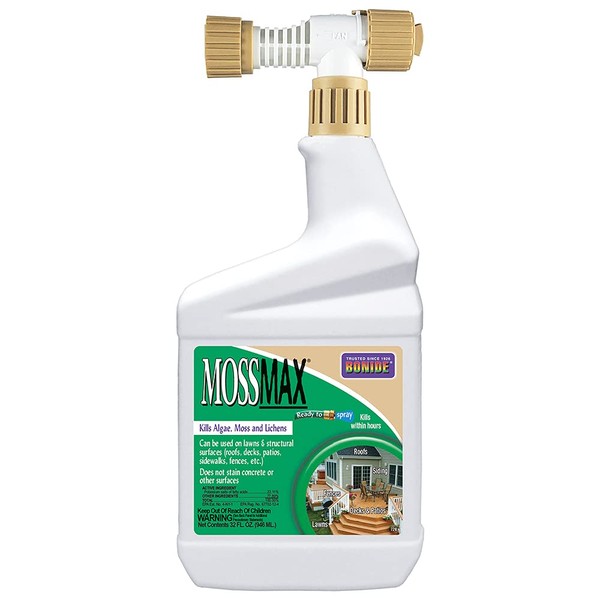 Bonide MossMax, 32 oz Ready-to-Spray Control for Algae, Moss and Lichens, Outdoor Home and Garden Use, Nonstaining Formula