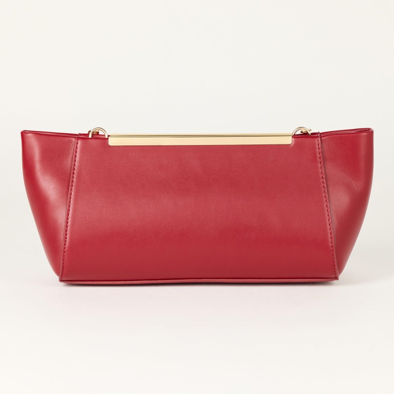 The Drop Harlei Framed Clutch Bag, Dark Red, One Size