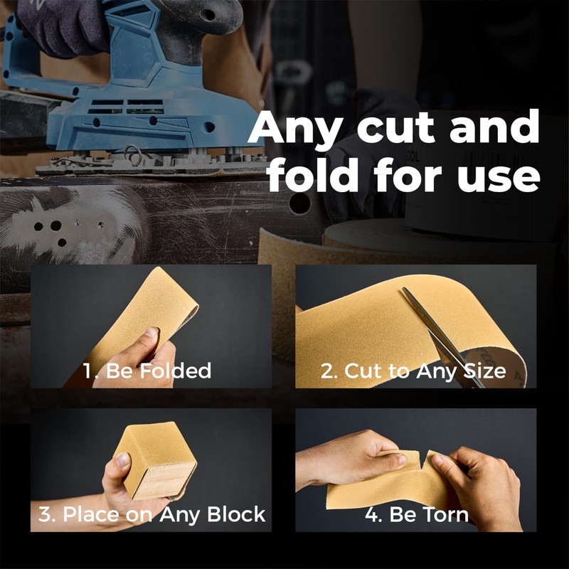 toolant 120 Grit Sandpaper Roll, 2-3/4" Wide 12 Yard Longboard