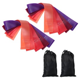 PATIKIL Resistance Bands Set, Set of 10 Elastic Workout Bands with 5 Resistance Levels for Fitness Gym Outdoor Exercising, Light Pink, Hot Pink, Rose Pink, Dark Purple, Purple