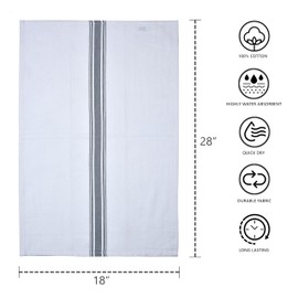 THE TOWEL HOUSE 100% Cotton Herringbone Kitchen Towels, Super Absorbent, Quick-Dry Dish Towels with Hanging Loop - Soft, Lint-Free & Large 18x28 Inches - Grey,Pack of 4