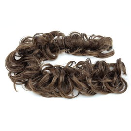 PRETTYSHOP XXXL Hairpiece Hair Wrap Scrunchie Scrunchy Updos, VOLUMINOUS, Curly Messy Bun, Brown # 4T6 HW23
