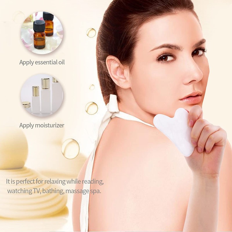 Fonture Gua Sha Tool, White Jade Facial Scraping Board Face