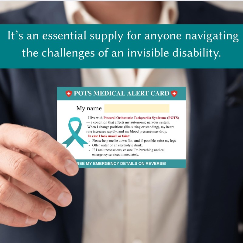 Postural Orthostatic Tachycardia Syndrome (POTS) Medical Alert Card with Lanyard