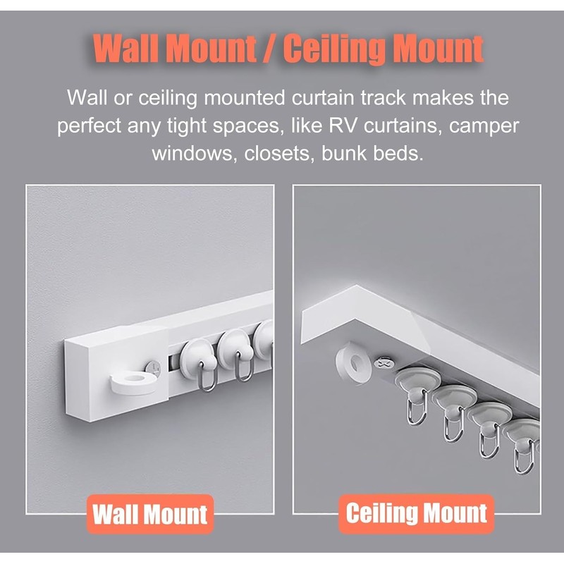 YLNANMI No Drill Self Adhesive Curtain Track Ceiling or Wall