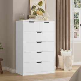 HAUOMS Tall 6 Drawer Dresser, White Modern Chest of Drawers for Bedroom,Closet Dressers with Drawers for Living Room, Entryway, Hallway
