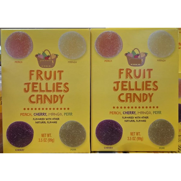Trader J's Fruit Jellies Candy Peach, Cherry, Mango, Pear 3.5oz
