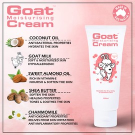 Goat Moisturising Cream Moisturising Hand and Body Cream - Enriched Milk, Vitamin E - 3.4 oz - Coconut Oil