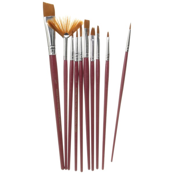Plaid Nylon Brush Set, 44221 Brown (10-Piece)