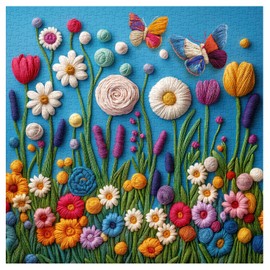 Colorful Flower Puzzles for Adults 1000 Pieces, Wildflower Garden Art Jigsaw Puzzles, Nature Plant Floral Butterfly Puzzle