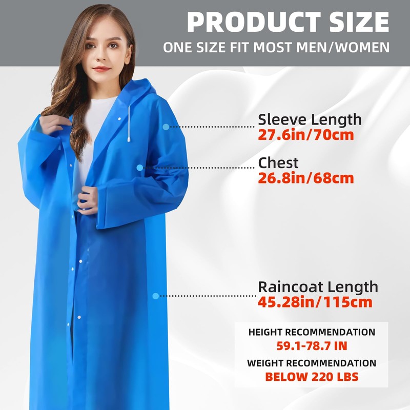 Trenovo Rain Ponchos for Adults Reusable, Rain Coat for Women