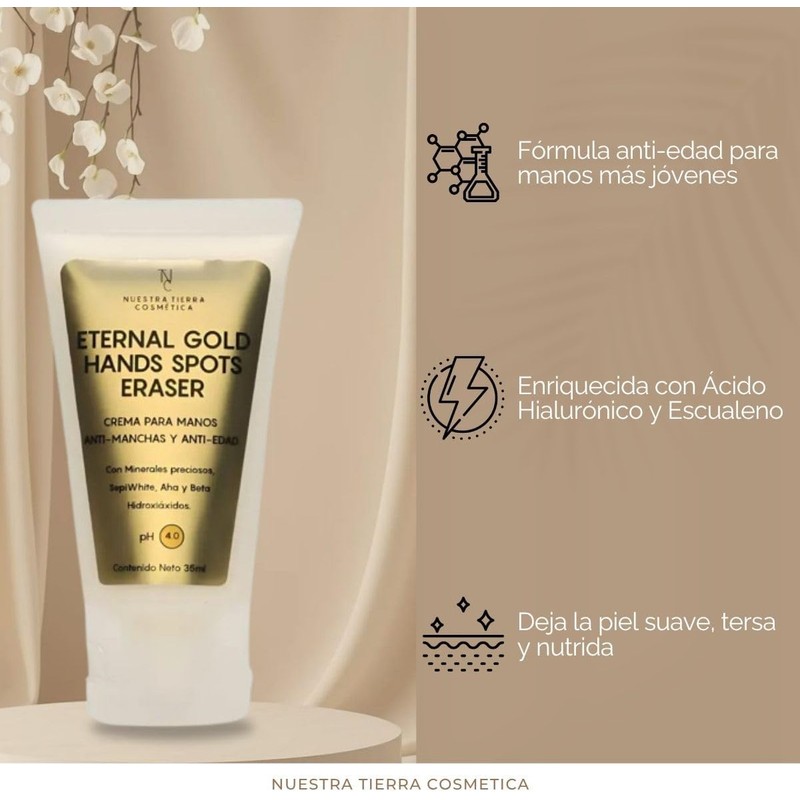 Nuestra Tierra Cosmética Eternal Gold Hands Spots Eraser, Crema de