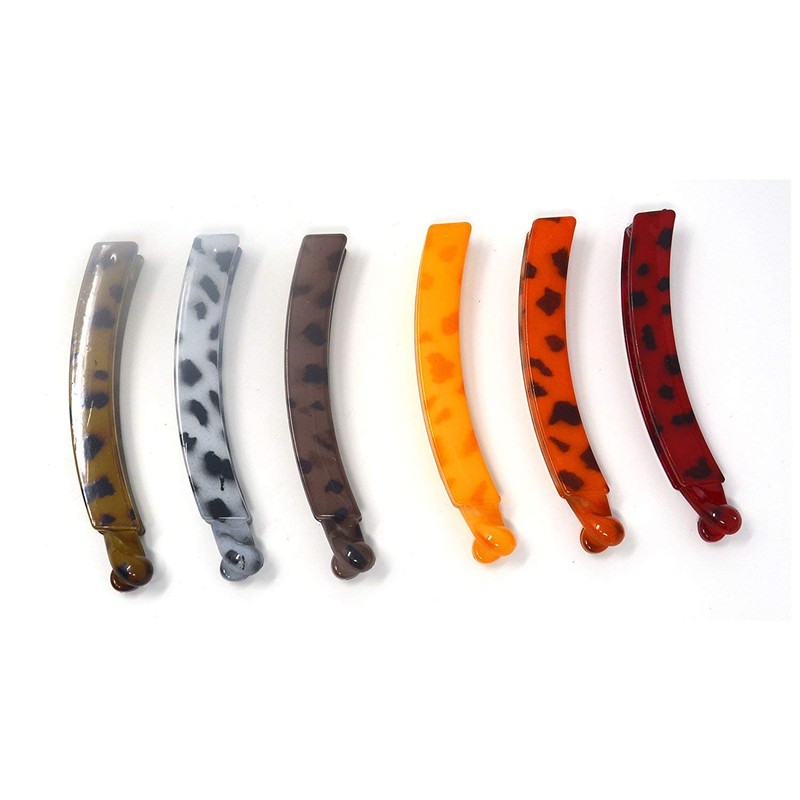 MANODHRUVA 6pcs Women's Tiger Print Banana Hair Clips, 10 cm,