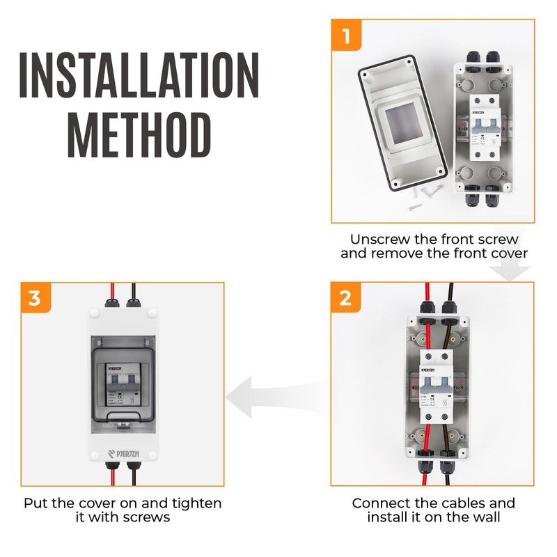 Pjerjzn Solar Panels Disconnect Switch 30A 1000VDC PV Shut Off