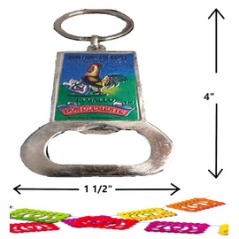 Arimex Mexican Loteria Characters cards Bottle opener key chain in one. Perfect for that buddy. keychain bottle opener makes a great gag gift. Llaveros mexicanos (El Gallo) (BRC)