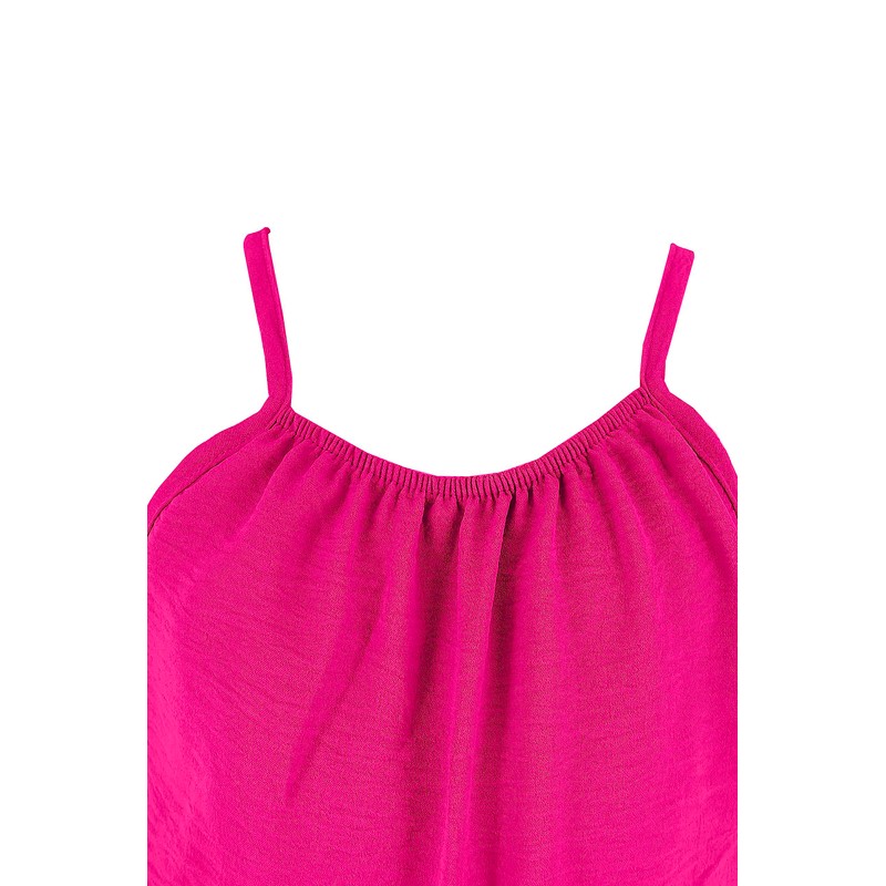 Girls Long Sleeveless Dungarees (code 8809) Fuchsia 12 Years