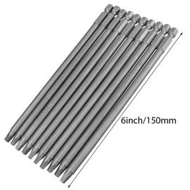 Evponk 10 Pcs 1/4" Hex Shank Square Drive Bits Set, Strong Magnetic Square Head Screwdriver Bit S2 Alloy Steel Screw Driver Drill Bit, 150mm Length
