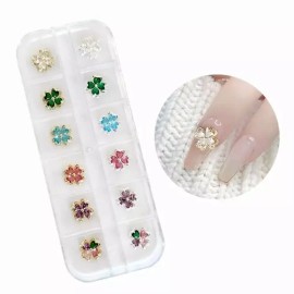 CLOVER 네일아트 럭셔리 크로버 지르콘파츠 12종 세트 Nail Art Luxury Clover Zircon Parts 12-Piece Set [Cro-bizircon parts S]