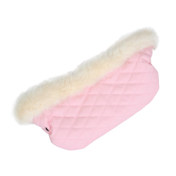 My Babiie Baby Pink Fur Trimmed Pushchair Handmuff, Luxurious Faux Fur, Press-Stud Fasteners, Quick and Easy to Attach/Detach, Quilted Stitching, Cosy Fleece Lining (Baby Pink)