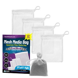 Aquatic Experts Fine Aquarium Media Bag, Durable Drawstring Bags for Fish Tank Filters, 450 Micron Mesh, (Fine, 3"x 4" - 4 Pack)