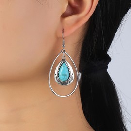 Western Dangle Earrings for Women Turquoise Boho Drop Statement Jewelry