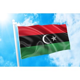DMSE Libya Flag 3X5Ft Foot 100% Polyester 100D Flag