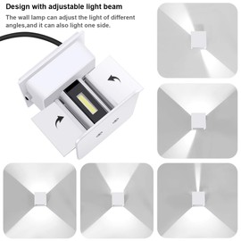 KAWELL Cube LED Wall Light Porch Sconce 12W Aluminum IP65 Waterproof Outdoor Indoor Hallway Wall Lamp Modern Up and Down Adjust White Light Sconce 6000K